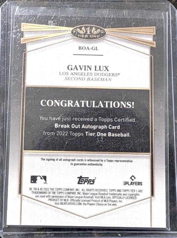 2022 Topps Tier One - Break Out Autographs #BOA-GL Gavin Lux #/199