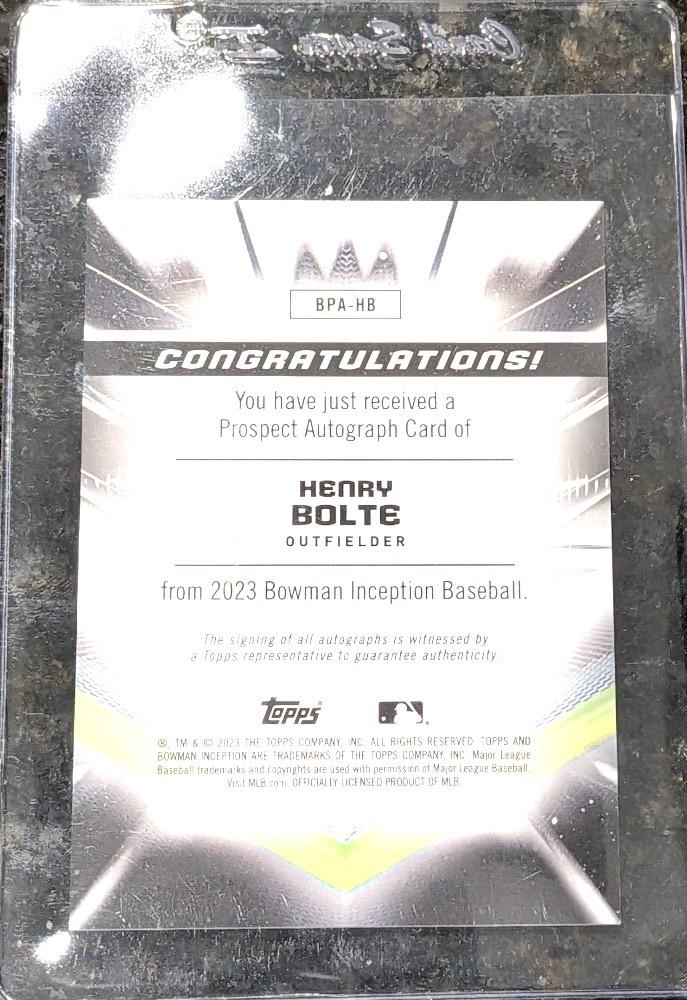 2023 Bowman Inception #BPA-HB Henry Bolte #/50