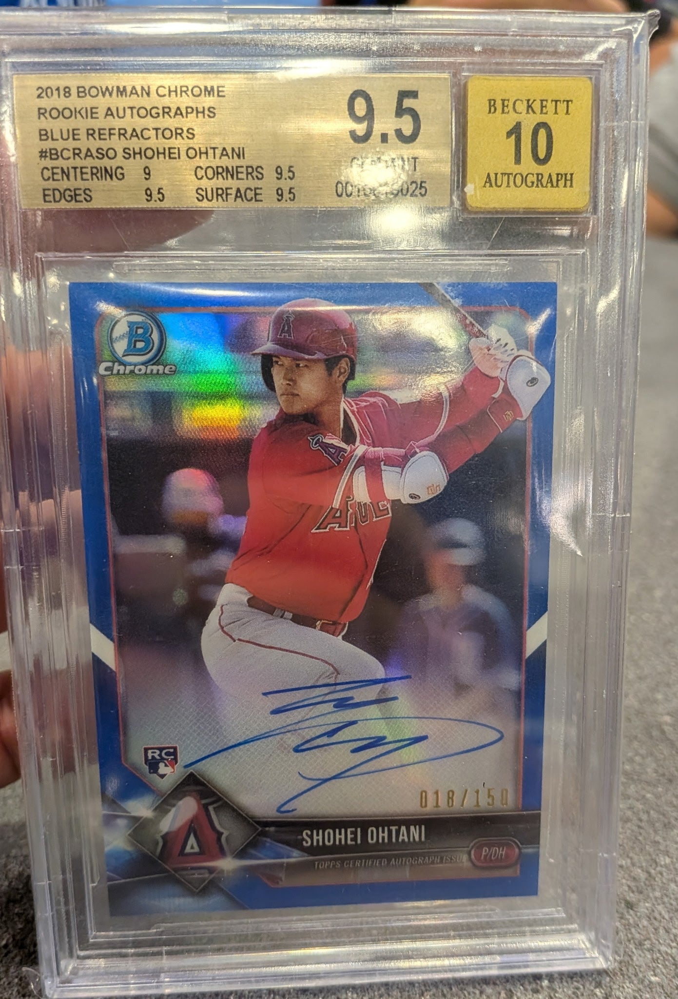 2018 Bowman Chrome - Shohei Ohtani Rookie Auto BCR-ASO Blue Refractors #150
