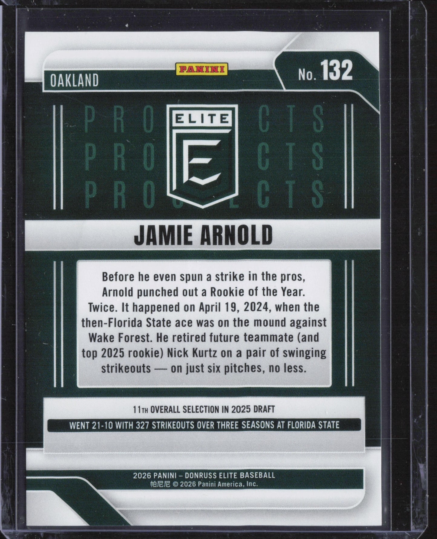 2026 Donruss Elite #132 Jamie Arnold Purple #/49