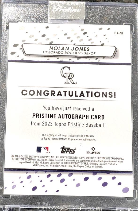 2023 Topps Pristine #PA-NJ Nolan Jones Pristine Autographs Pristine Refractor