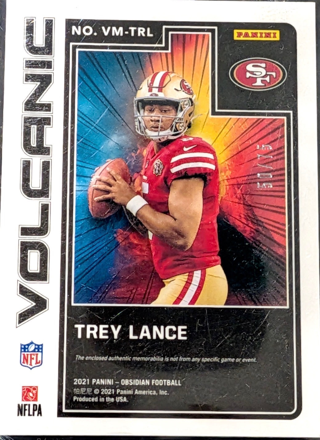 2021 Panini Obsidian #VM-TRL Trey Lance #/50