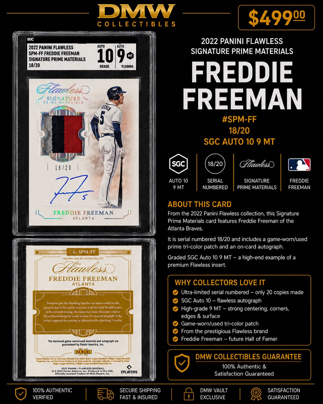 2025 Panini Flawless Signature Prime Materials Freddie Freeman