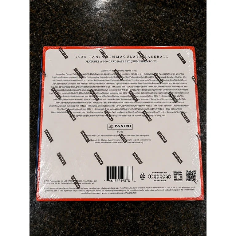 Sealed New 2026 MLB Baseball Panini Immaculate Hobby FOTL First Off The Line Box